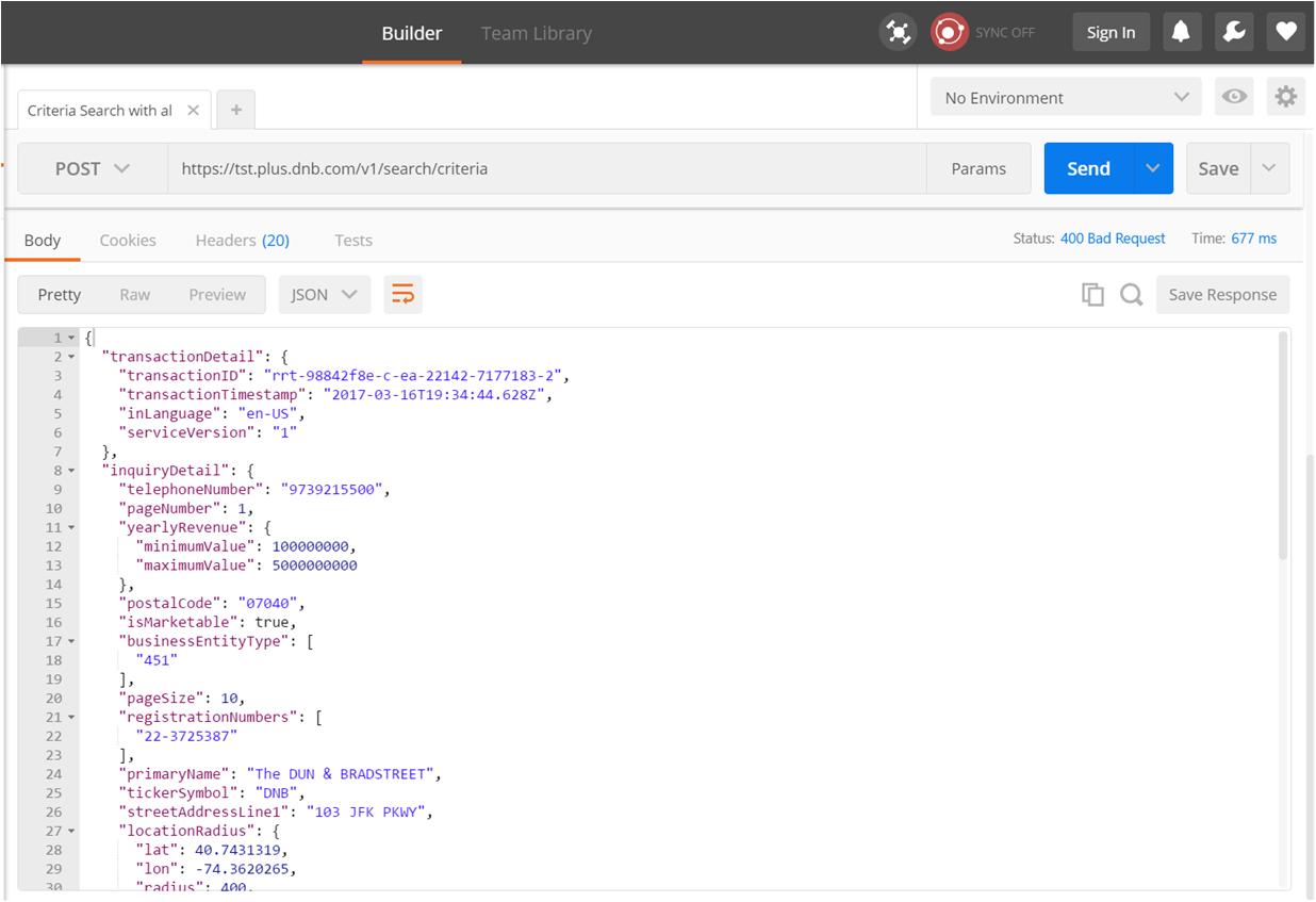 Criteria Search API Response