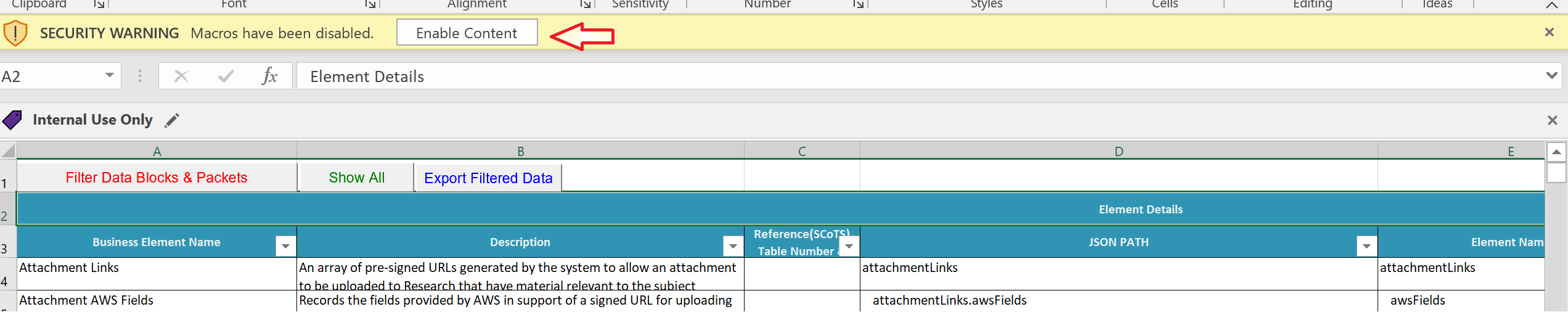 Enable the Macros at the top of the Excel file
